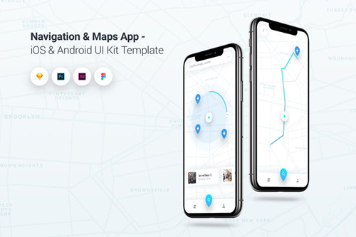 Navigation & Map App iOS & Android UI Kit Template