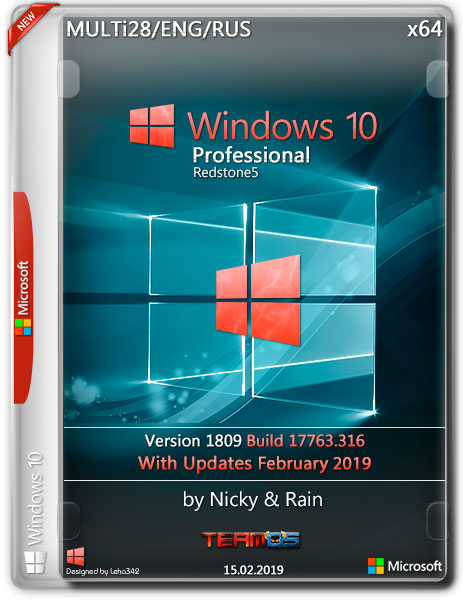 Windows 10 Pro 1809.17763.316 by Nicky & Rain (x64) (2019) =Multi-28/Rus=