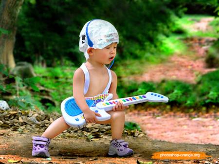 Фотошаблон для фотомонтажа - Мальчик с гитарой