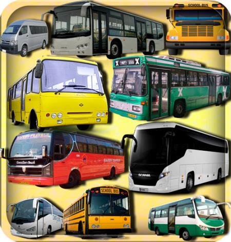 Прозрачные клипарты для фотошопа - Пассажирские автобусы
