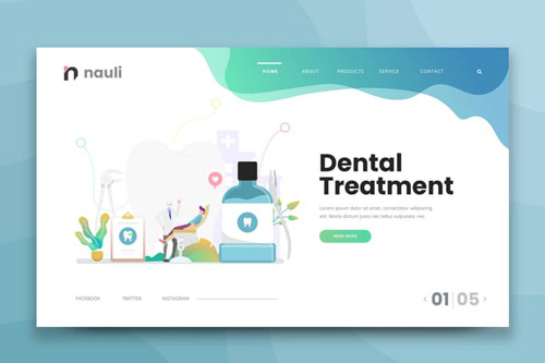 Dental Treatment Web PSD and AI Vector Template