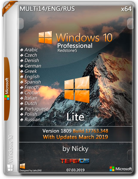 Windows 10 Pro x64 1809.17633.348 Lite by Nicky (MULTi14/ENG/RUS/2019)