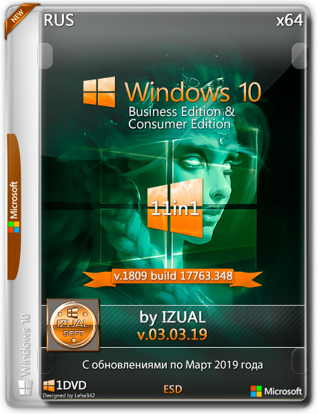 Windows 10 x64 11in1 v.1809.17763.348 v.03.03.19 by IZUAL (RUS/2019)