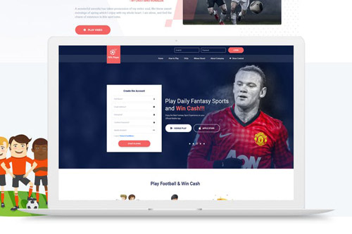 Fifa Football Fantasy - Landing Page PSD Template