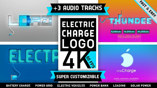 Electricity Logo | Charge Battery Energy - Project for After Effects (Videohive)