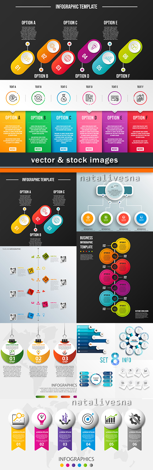 Business infographics options elements collection 50