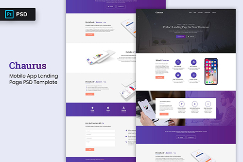 Mobile App - Landing page PSD Template