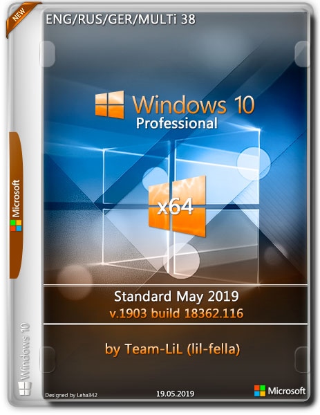 Windows 10 Pro x64 1903.18362.116 Standard May 2019 Team-LiL (Multi-38/RUS/2019)