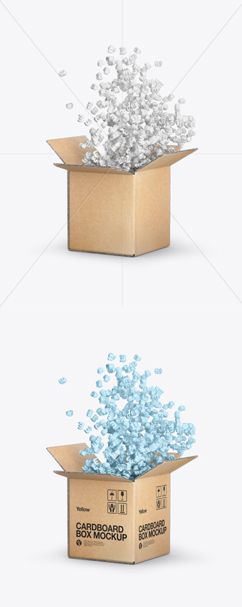 Cardboard Box with Styrofoam Filling Mockup 33850
