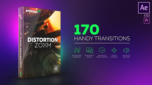 Distortion Zoom Transitions (MotionBro 2.2.3) - Project & Presets for After Effects (Videohive)