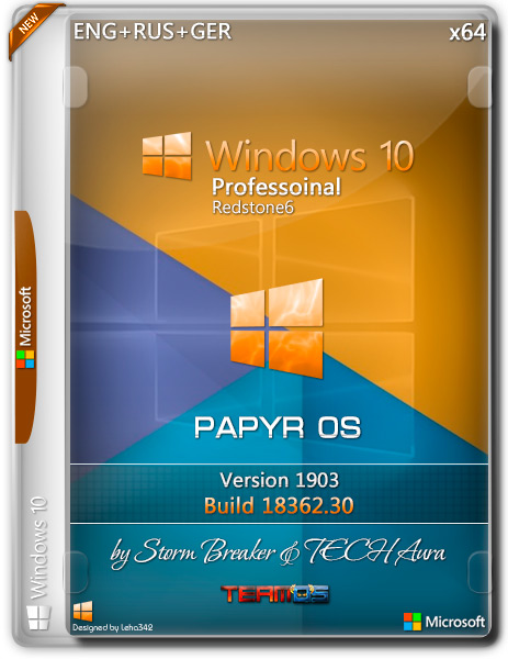 Windows 10 19H1 Papyr OS by Storm Breaker & TECH Aura (ENG+RUS+GER/2019)
