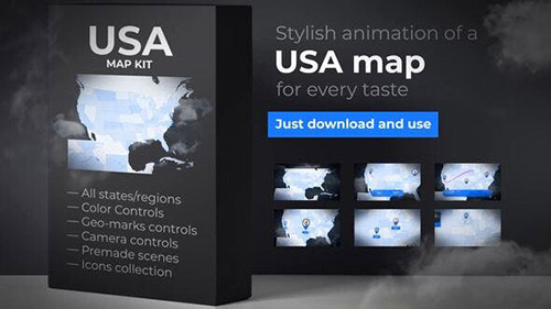 USA Map: United States of America with States - Project for After Effects (Videohive)