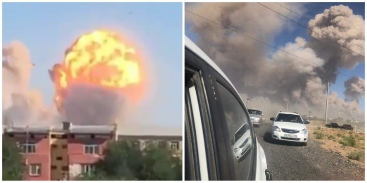 В Казахстане взорвались склады боеприпасов возле города Арысь, обитателей эвакуируют