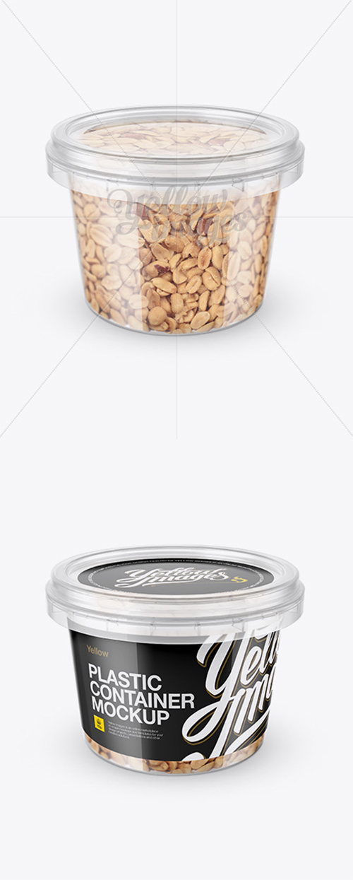 Plastic Container w/ Peanuts Mockup - Front View (High-Angle Shot) 14072 TIF