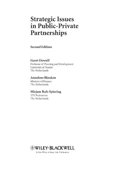 Strategic Issues in Public-Private Partnerships Second Edit