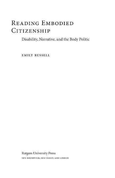 Reading Embodied Citizenship Disability, Narrative, and the Body Politic